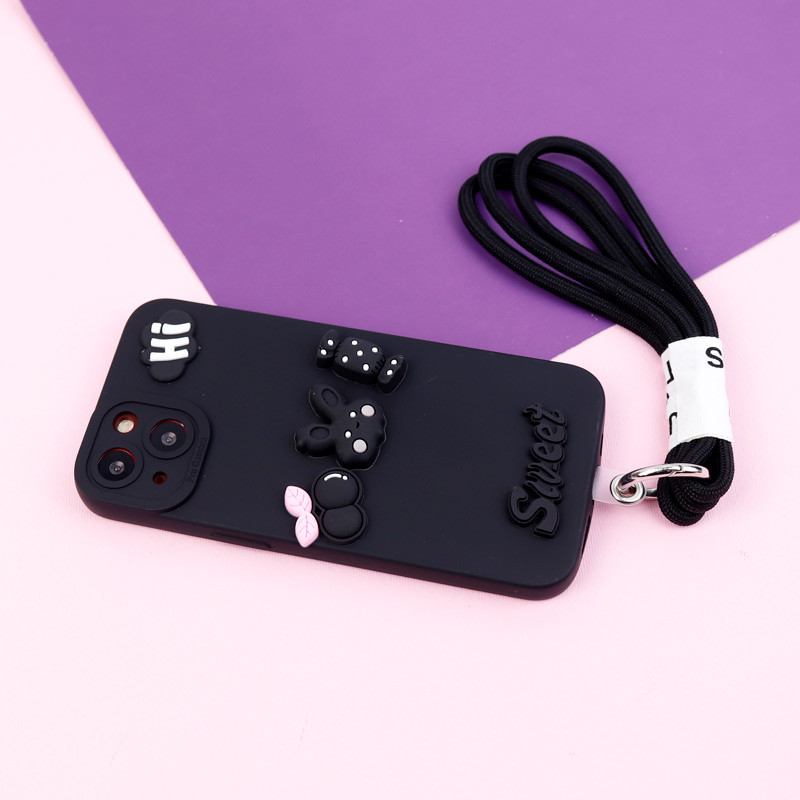 قاب عروسکی برجسته محافظ لنزدار + بند آویز iPhone 13