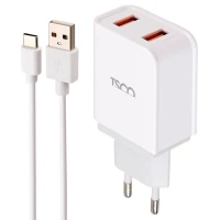 شارژر دیواری فست شارژ TSCO TTC54 2Port QC3 PD 3A 18W + کابل تایپ سی