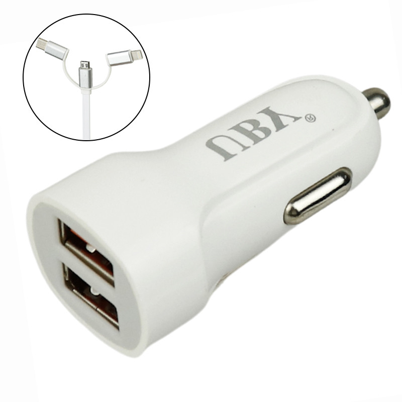 شارژر فندکی فست شارژ UBY U-C09 2.4A 12W + کابل 3 سر