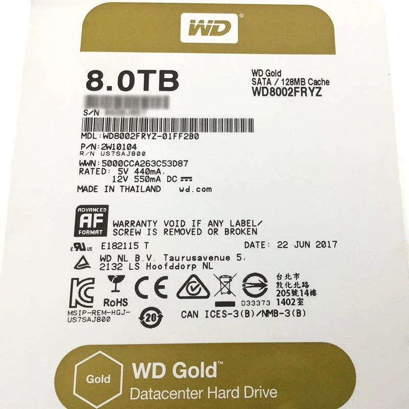 هارد اینترنال وسترن دیجیتال Western Digital Gold WD8002FRYZ 8TB