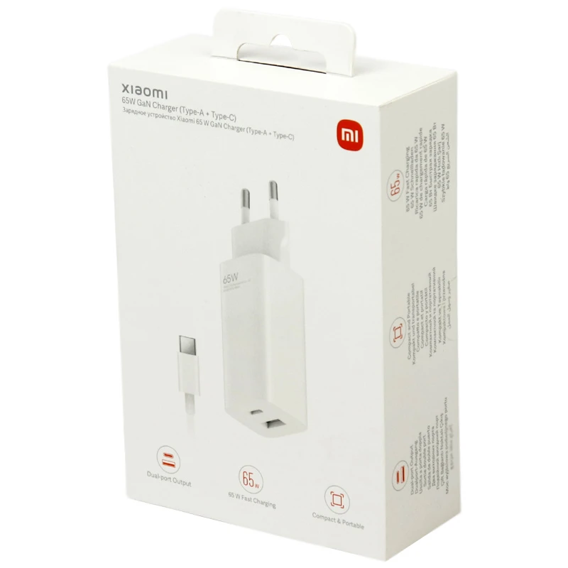 شارژر دیواری فست شارژ Xiaomi AD652GEU 2Port 5A 65W + کابل تایپ سی