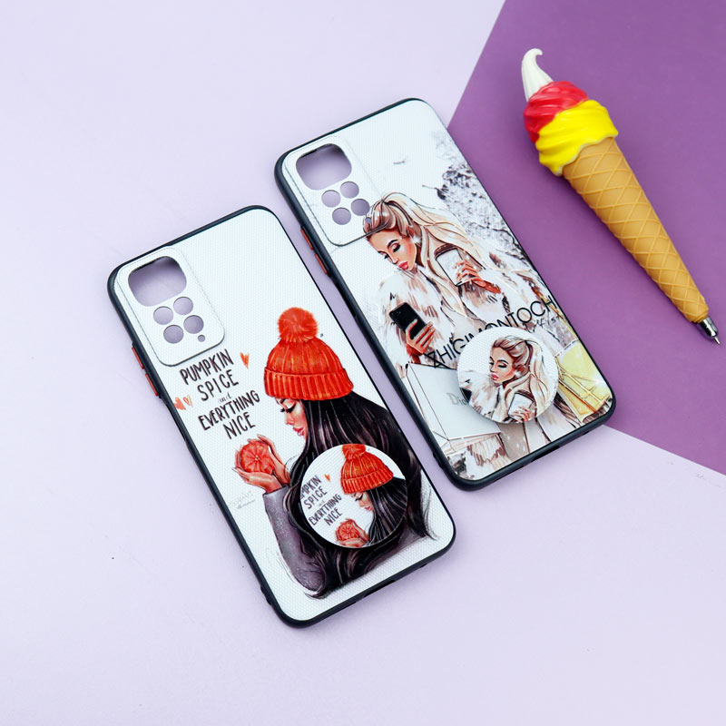 قاب فانتزی طرحدار دخترانه محافظ لنزدار + پاپ سوکت Xiaomi Redmi Note 11 / 11S سری R