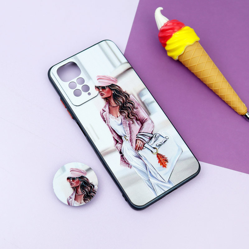 قاب فانتزی طرحدار دخترانه محافظ لنزدار + پاپ سوکت Xiaomi Redmi Note 11 / 11S سری R
