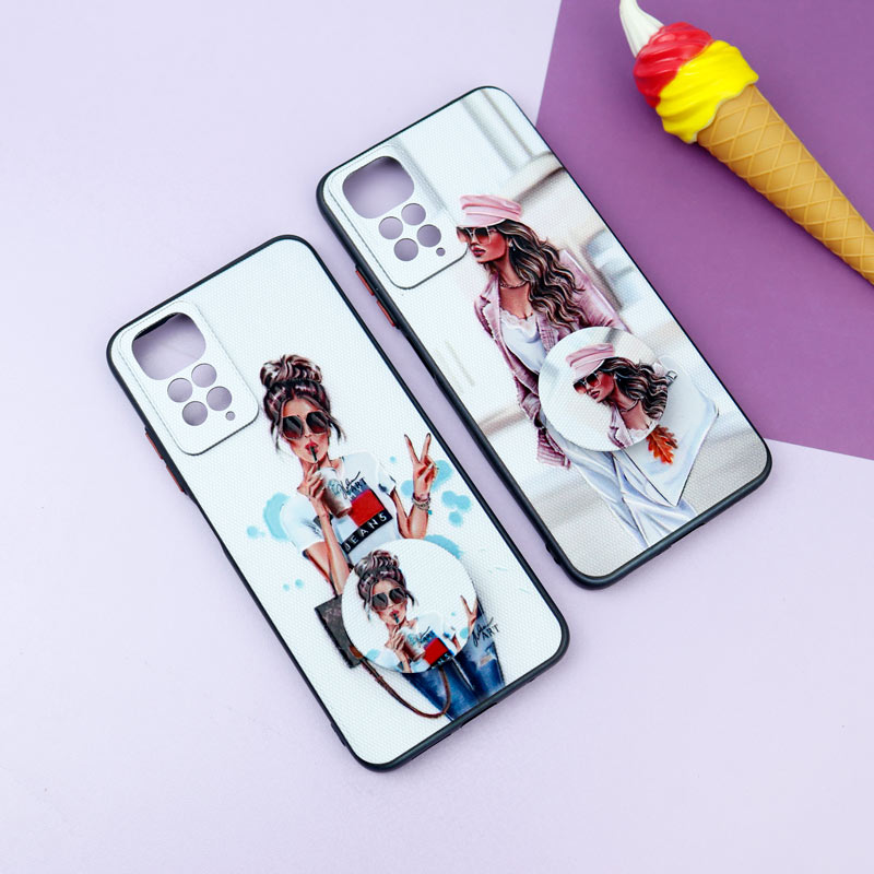 قاب فانتزی طرحدار دخترانه محافظ لنزدار + پاپ سوکت Xiaomi Redmi Note 11 / 11S سری R