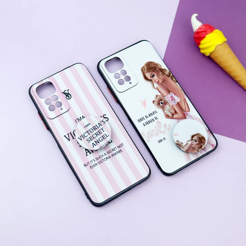 قاب فانتزی طرحدار دخترانه محافظ لنزدار + پاپ سوکت Xiaomi Redmi Note 11 / 11S سری R