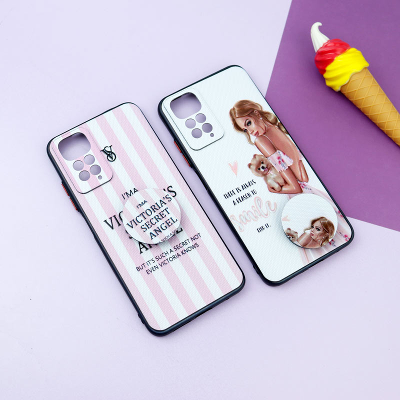 قاب فانتزی طرحدار دخترانه محافظ لنزدار + پاپ سوکت Xiaomi Redmi Note 11 / 11S سری R