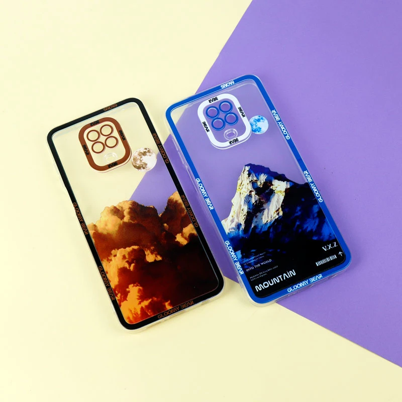 قاب ژله ای شفاف طرح کوهستان محافظ لنزدار Xiaomi Redmi Note 9s