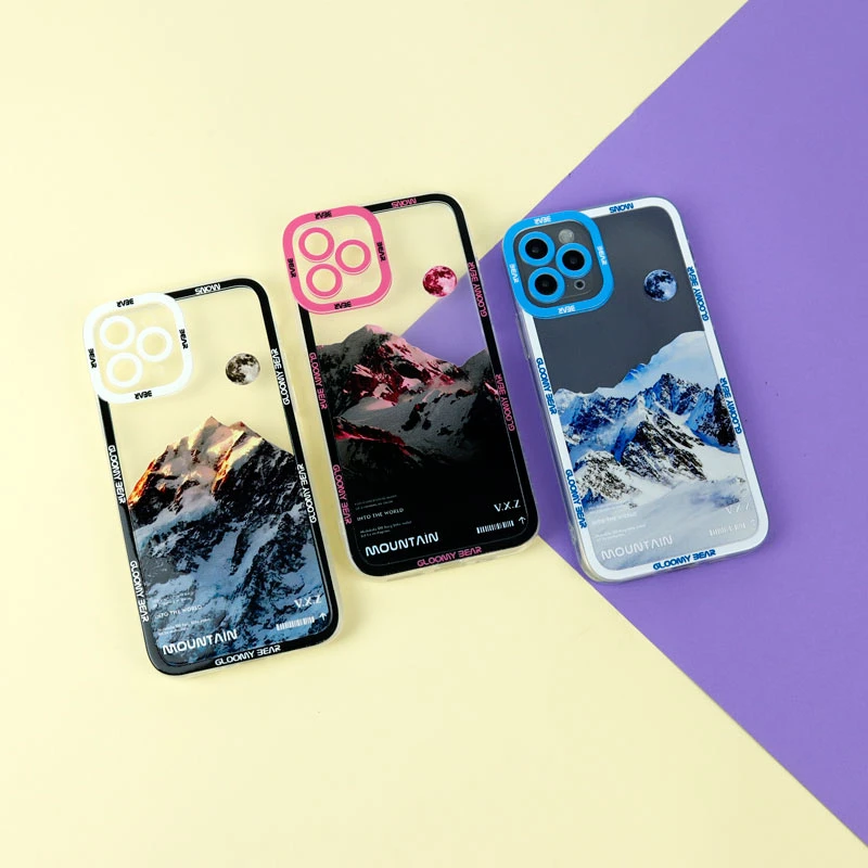 قاب ژله ای شفاف طرح کوهستان محافظ لنزدار iPhone 11 Pro