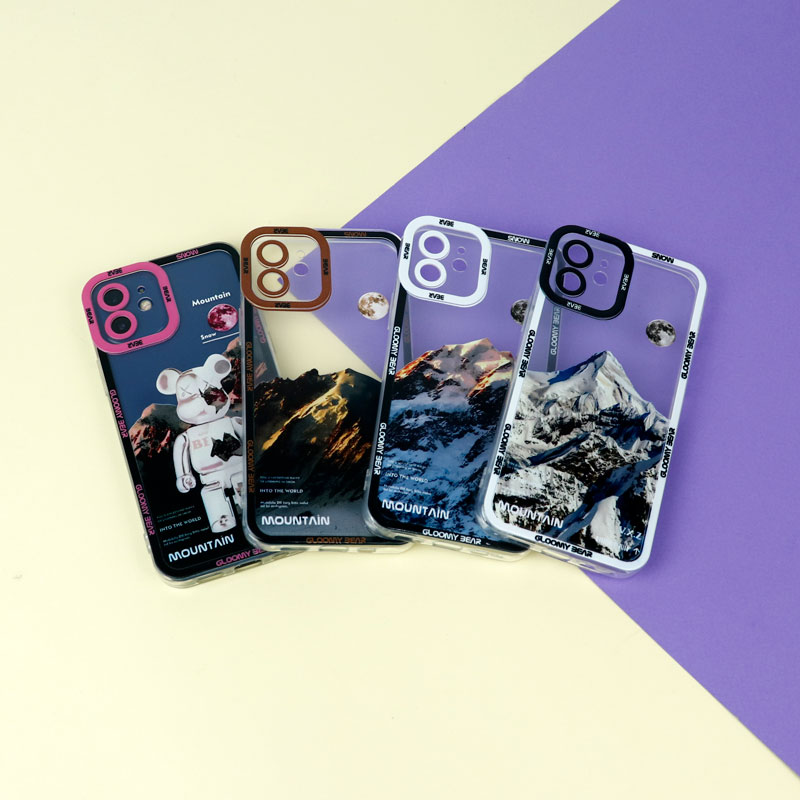 قاب ژله ای شفاف طرح کوهستان محافظ لنزدار iPhone 12