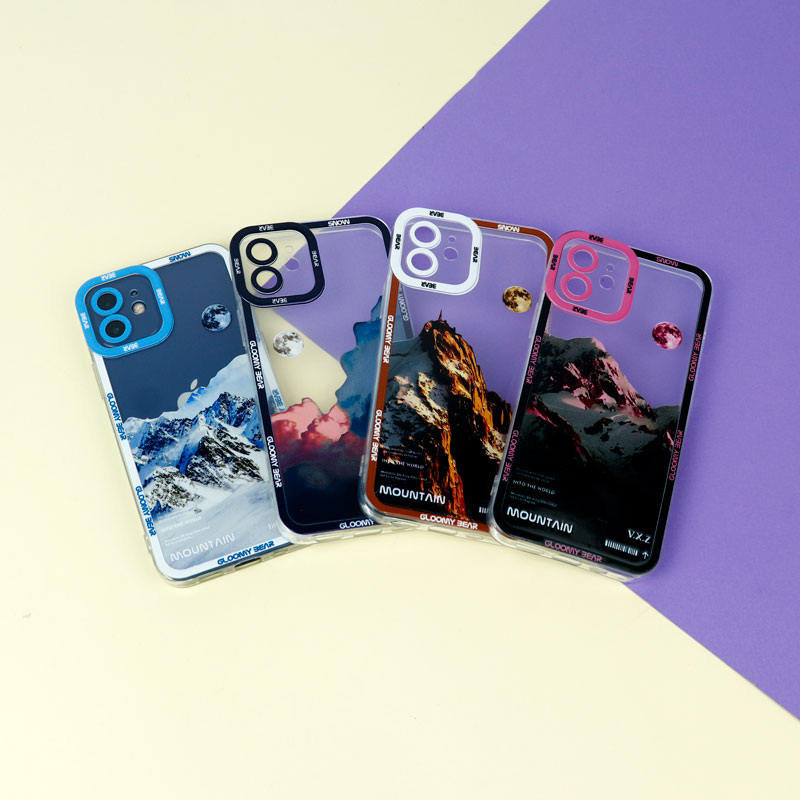 قاب ژله ای شفاف طرح کوهستان محافظ لنزدار iPhone 12