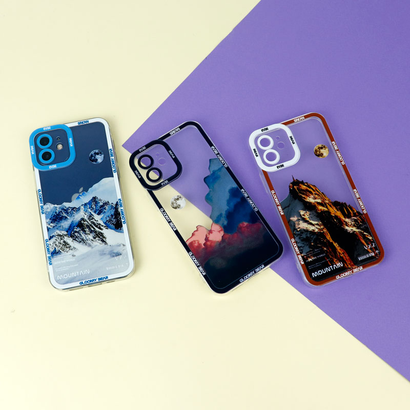 قاب ژله ای شفاف طرح کوهستان محافظ لنزدار iPhone 12
