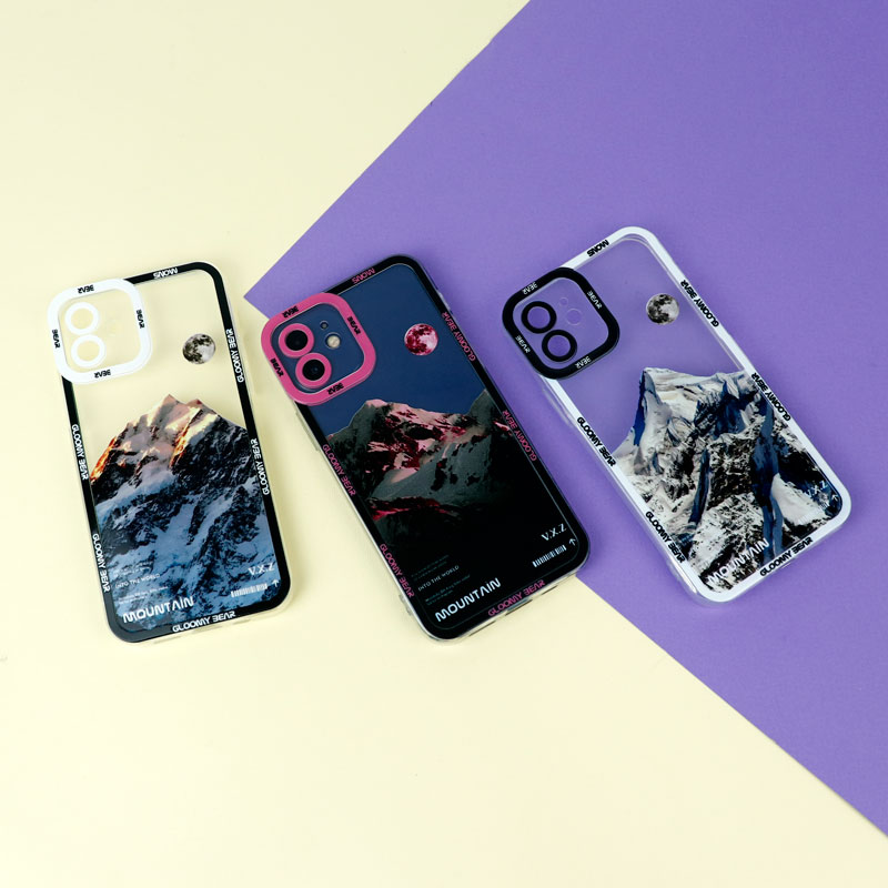قاب ژله ای شفاف طرح کوهستان محافظ لنزدار iPhone 12