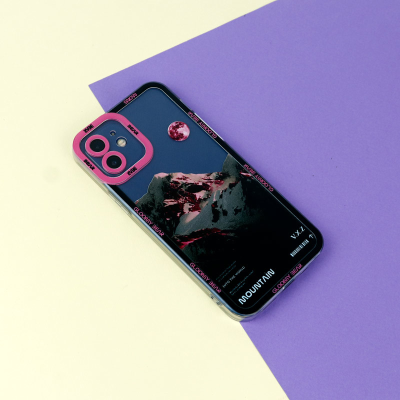 قاب ژله ای شفاف طرح کوهستان محافظ لنزدار iPhone 12