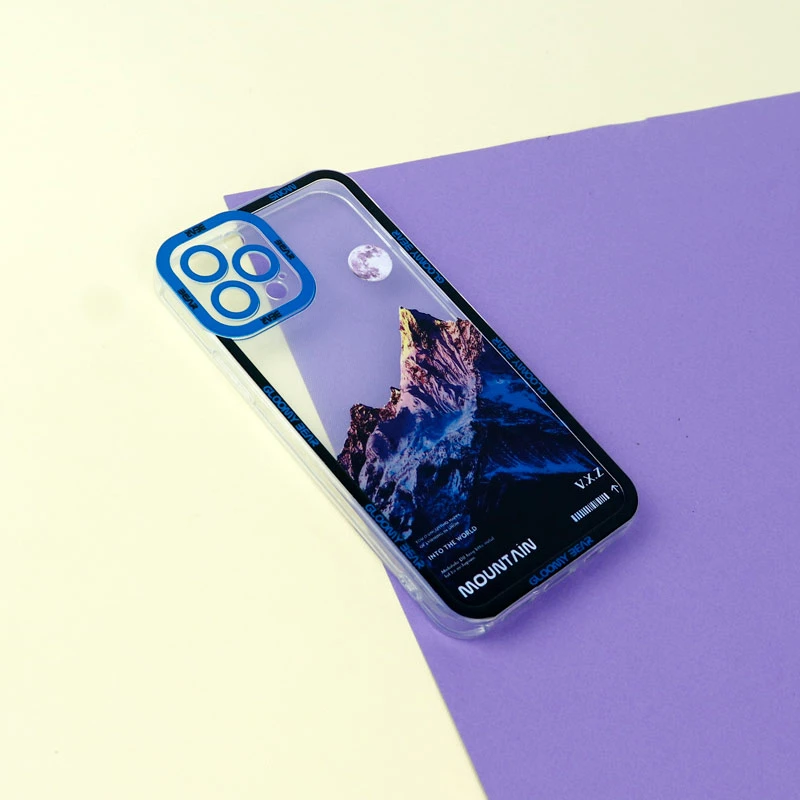 قاب ژله ای شفاف طرح کوهستان محافظ لنزدار iPhone 12 Pro