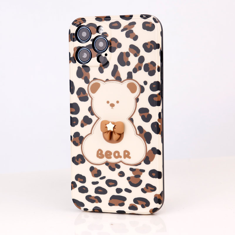 قاب طرحدار پلنگی Bear محافظ لنزدار iPhone 12 Pro Max