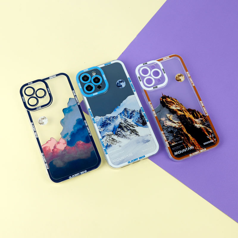 قاب ژله ای شفاف طرح کوهستان محافظ لنزدار iPhone 12 Pro Max