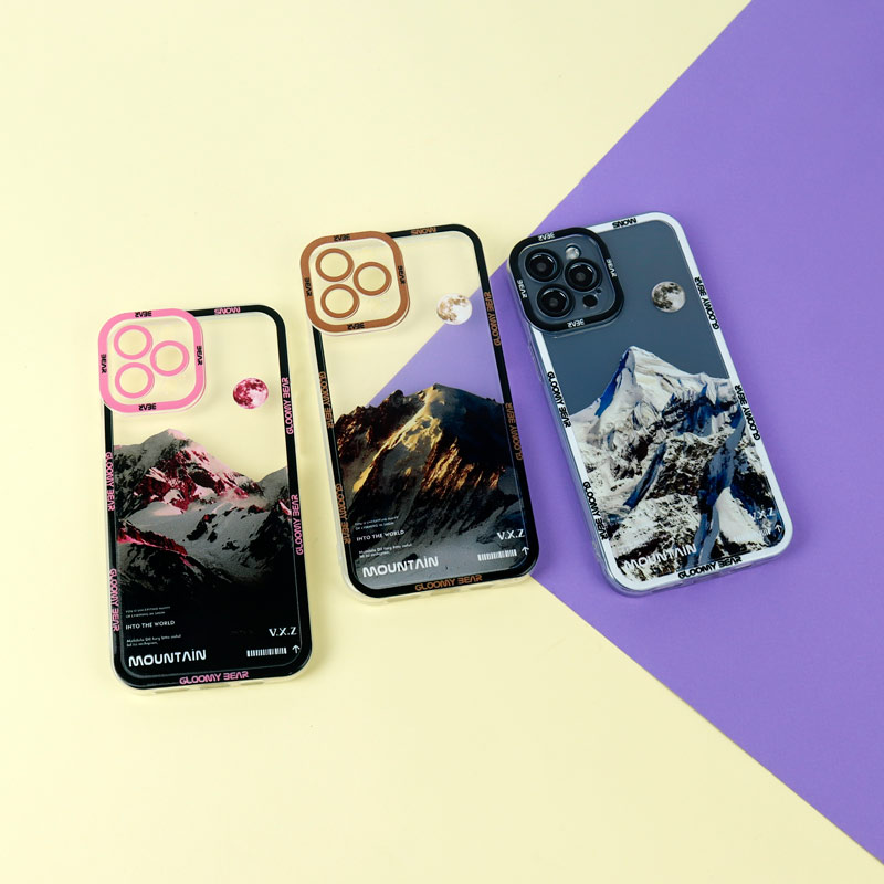 قاب ژله ای شفاف طرح کوهستان محافظ لنزدار iPhone 12 Pro Max