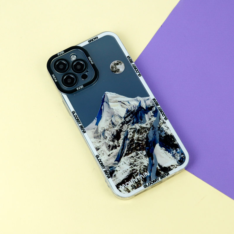 قاب ژله ای شفاف طرح کوهستان محافظ لنزدار iPhone 12 Pro Max