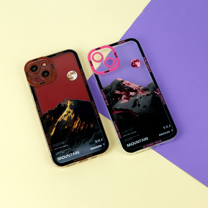 قاب ژله ای شفاف طرح کوهستان محافظ لنزدار iPhone 13