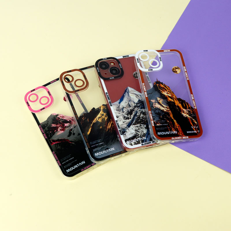 قاب ژله ای شفاف طرح کوهستان محافظ لنزدار iPhone 13
