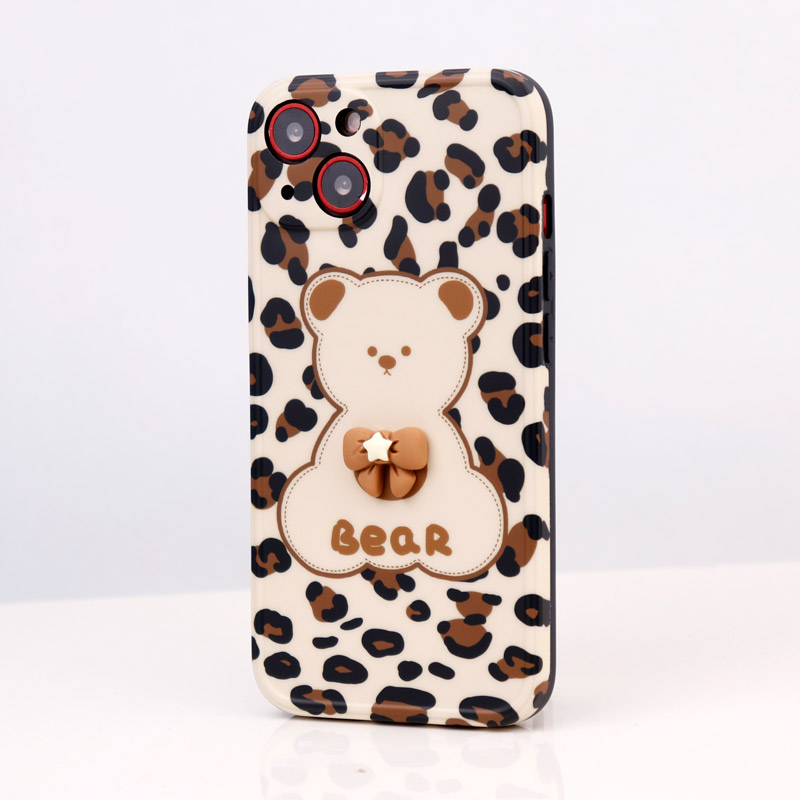 قاب طرحدار پلنگی Bear محافظ لنزدار iPhone 13