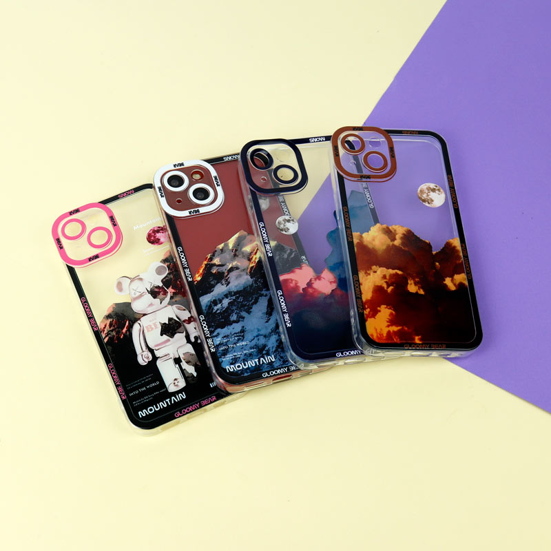 قاب ژله ای شفاف طرح کوهستان محافظ لنزدار iPhone 13