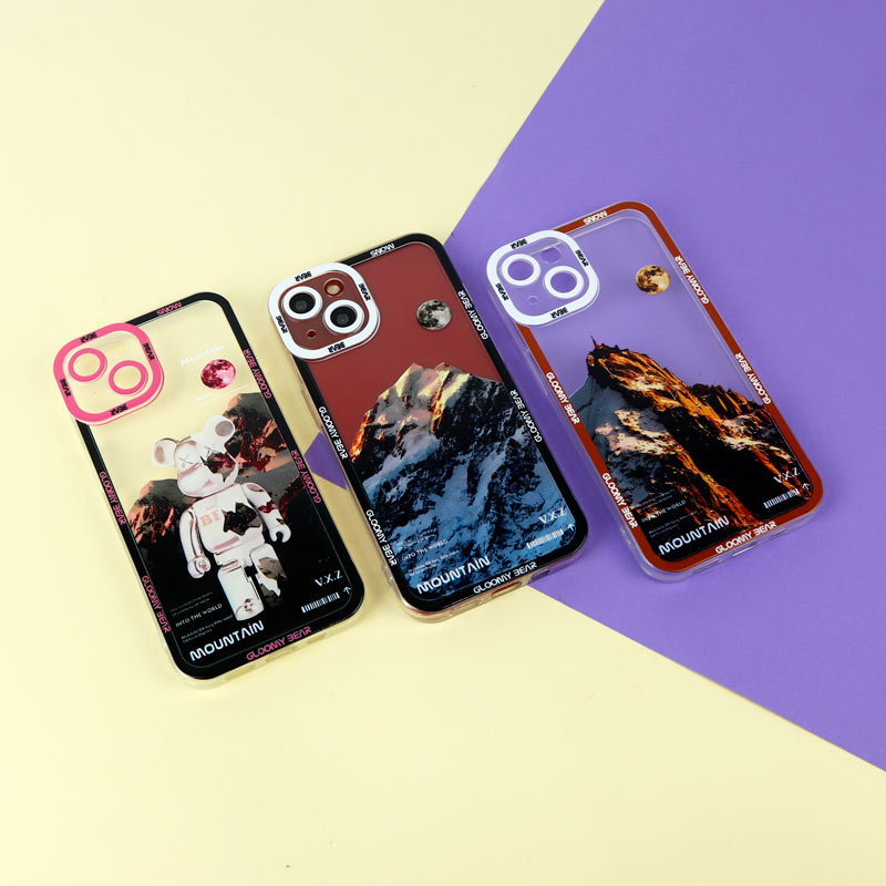 قاب ژله ای شفاف طرح کوهستان محافظ لنزدار iPhone 13