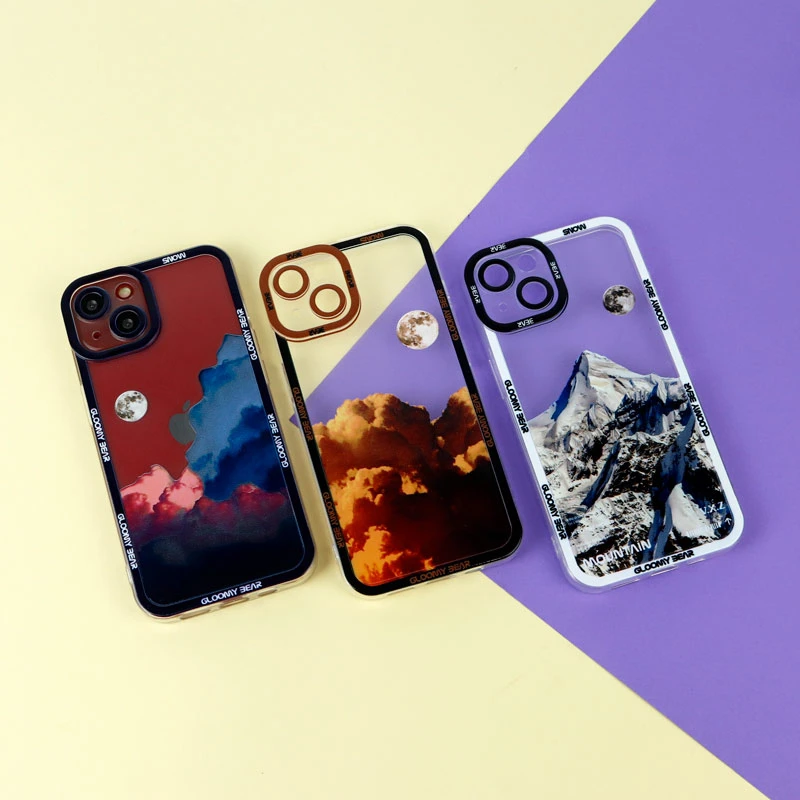 قاب ژله ای شفاف طرح کوهستان محافظ لنزدار iPhone 13