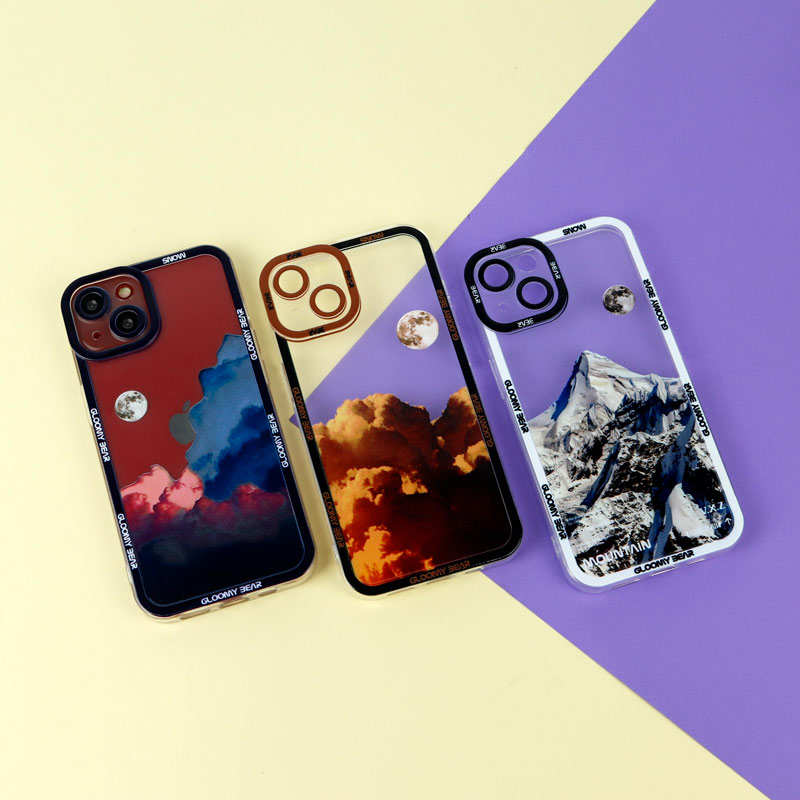 قاب ژله ای شفاف طرح کوهستان محافظ لنزدار iPhone 13