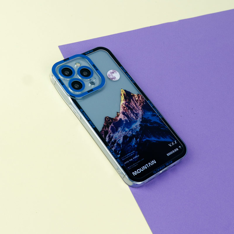 قاب ژله ای شفاف طرح کوهستان محافظ لنزدار iPhone 13 Pro
