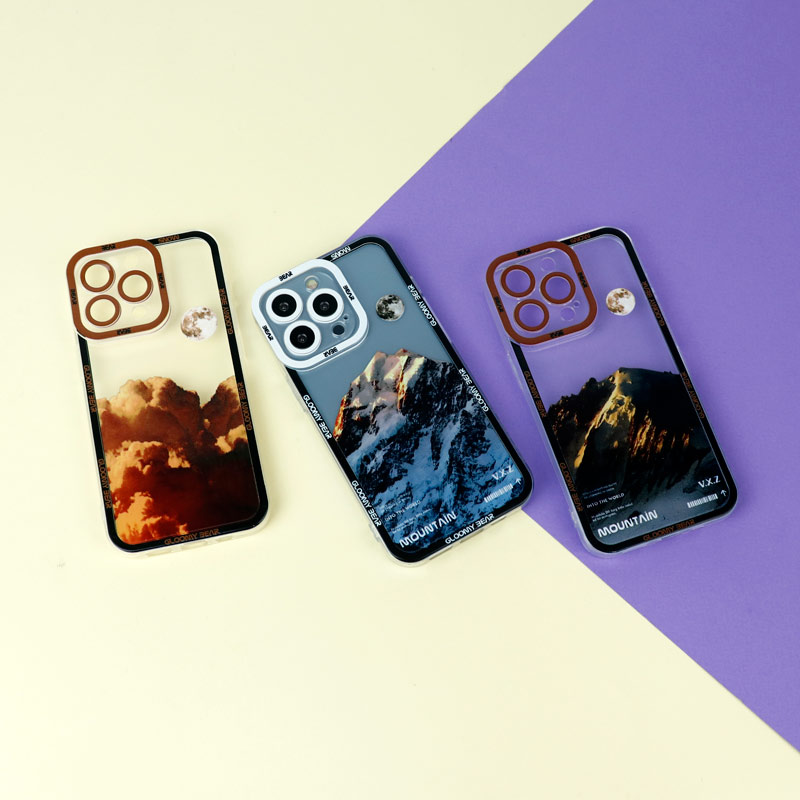 قاب ژله ای شفاف طرح کوهستان محافظ لنزدار iPhone 13 Pro