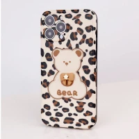 قاب طرحدار پلنگی Bear محافظ لنزدار iPhone 13 Pro Max