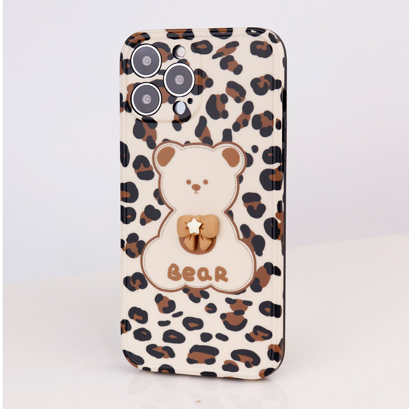 قاب طرحدار پلنگی Bear محافظ لنزدار iPhone 13 Pro Max
