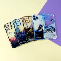 قاب ژله ای شفاف طرح کوهستان محافظ لنزدار iPhone 13 Pro Max