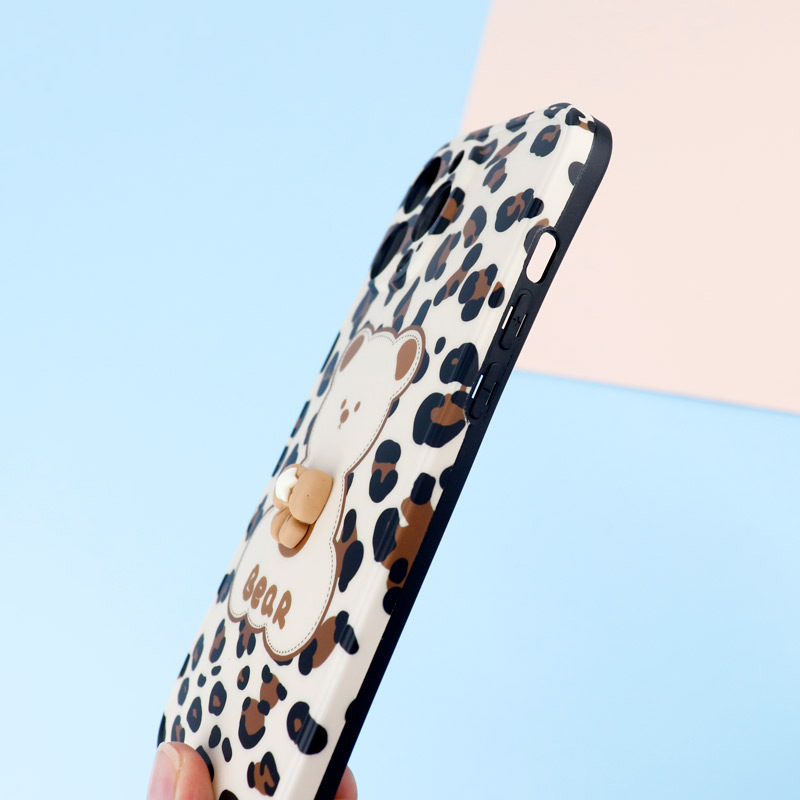 قاب طرحدار پلنگی Bear محافظ لنزدار iPhone 13 Pro Max