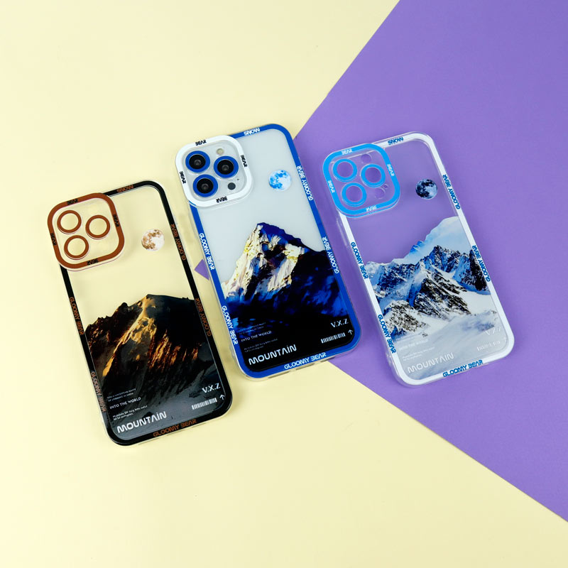 قاب ژله ای شفاف طرح کوهستان محافظ لنزدار iPhone 13 Pro Max