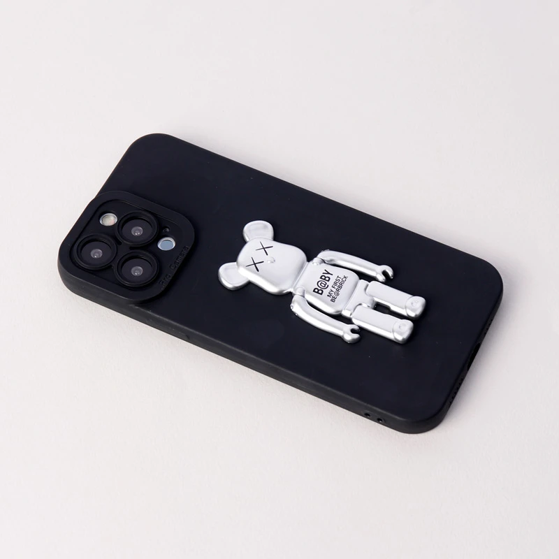 قاب سیلیکونی Bearbrick محافظ لنزدار iPhone 13 Pro Max