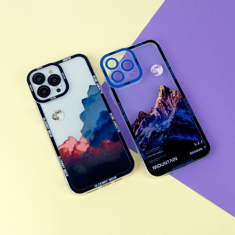 قاب ژله ای شفاف طرح کوهستان محافظ لنزدار iPhone 13 Pro Max