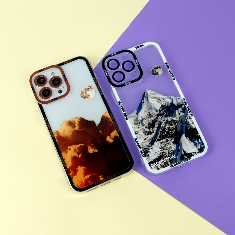 قاب ژله ای شفاف طرح کوهستان محافظ لنزدار iPhone 13 Pro Max