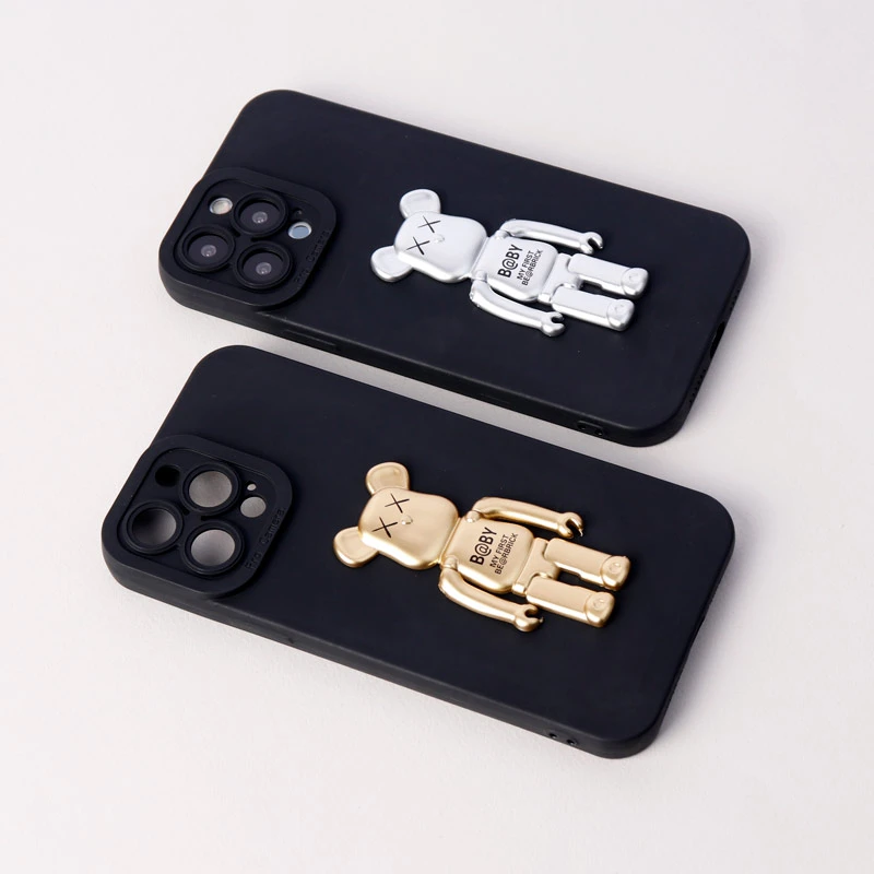 قاب سیلیکونی Bearbrick محافظ لنزدار iPhone 13 Pro Max