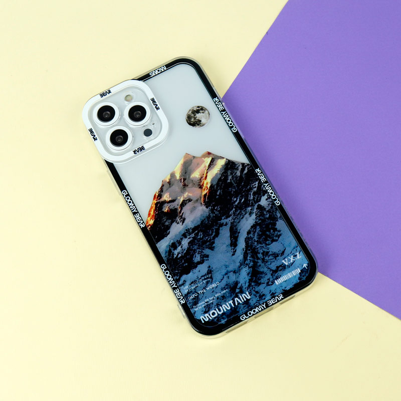قاب ژله ای شفاف طرح کوهستان محافظ لنزدار iPhone 13 Pro Max
