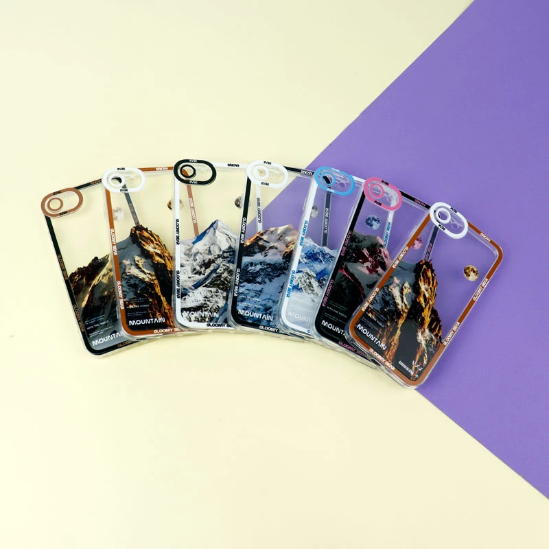 قاب ژله ای شفاف طرح کوهستان محافظ لنزدار iPhone 7 / 8