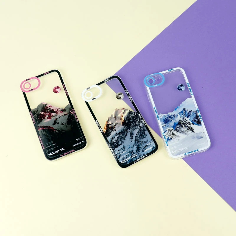 قاب ژله ای شفاف طرح کوهستان محافظ لنزدار iPhone 7 / 8