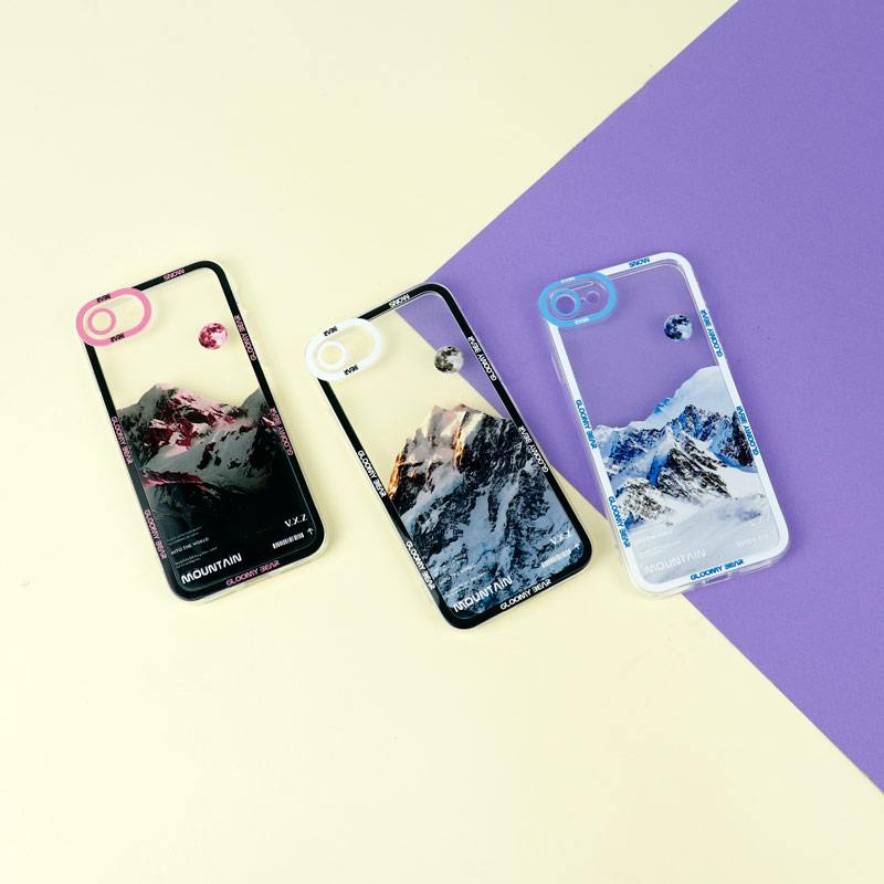 قاب ژله ای شفاف طرح کوهستان محافظ لنزدار iPhone 7 / 8
