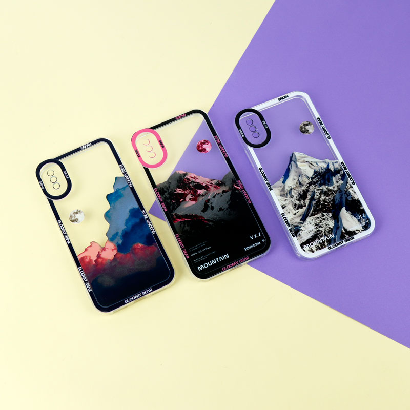 قاب ژله ای شفاف طرح کوهستان محافظ لنزدار iPhone X