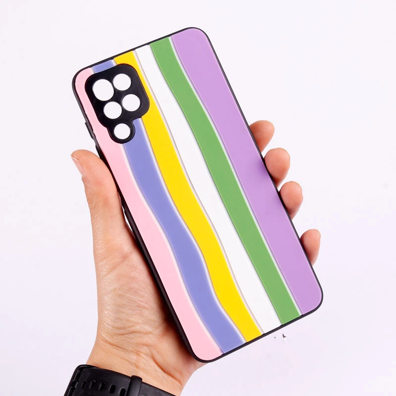 قاب ضد ضربه رنگین کمانی محافظ لنزدار Samsung Galaxy A12