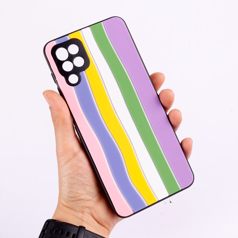 قاب ضد ضربه رنگین کمانی محافظ لنزدار Samsung Galaxy A12