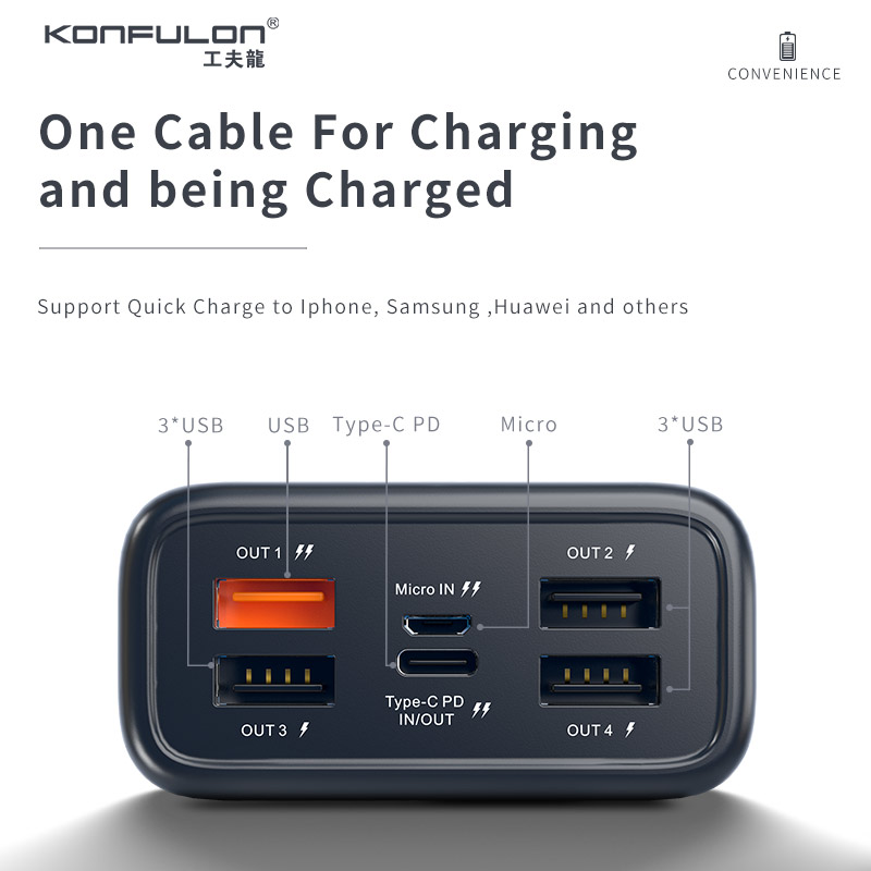 پاور بانک فست شارژ 30000 کانفلون Konfulon A26Q QC3.0 PD 22.5W