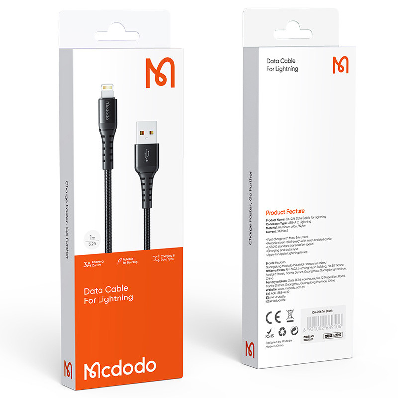 کابل آیفونی فست شارژ Mcdodo CA-2261 3A 1m