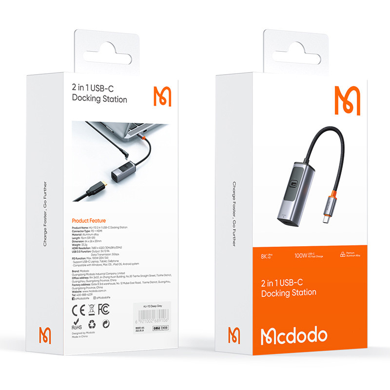 تبدیل Mcdodo HU-1130 Type-C To HDMI / Type-C PD 100W 8k